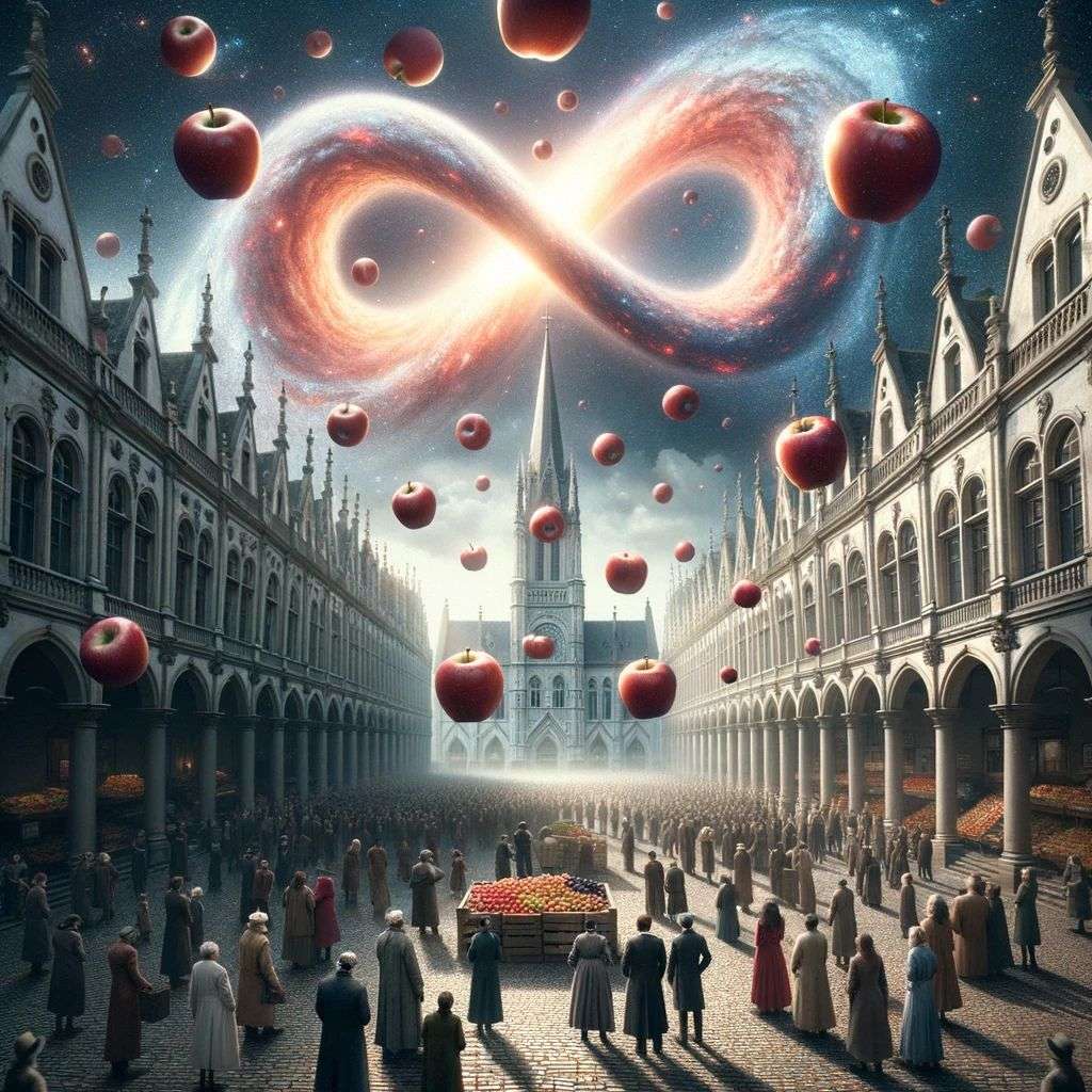 the discovery of gravity, digital art, infinity